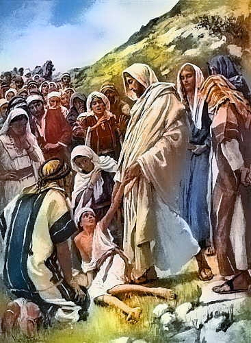Jesus heals the epileptic boy by Harold Coping